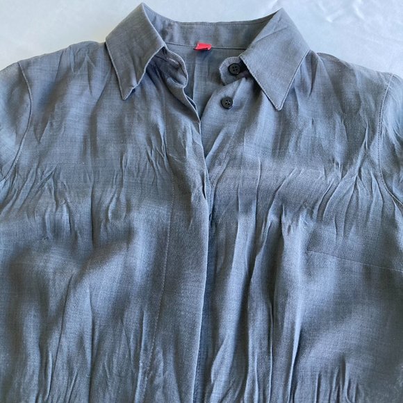 IPSE Gazebo Dark Gray Sheer Crinkled Long-sleeved Shirt - Women's Small - Picture 11 of 11